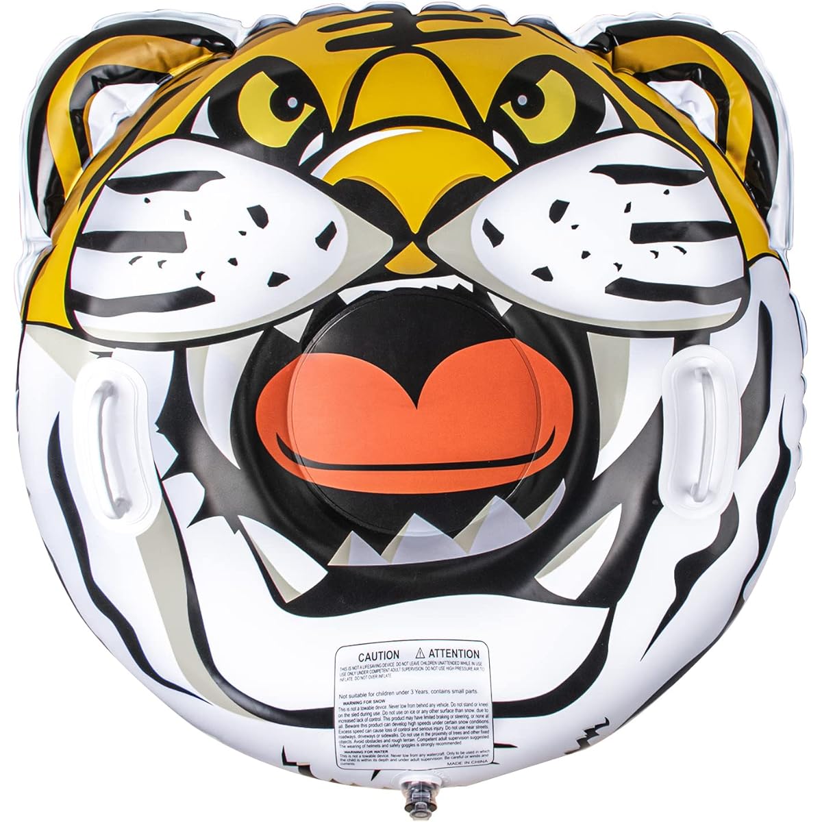 EGOJIN Snow Tube Inflatable Winter Tiger Snow Sled for Kids and Adults with 2 Handles Sled Outdoor Activities Christmas Birthday New Year