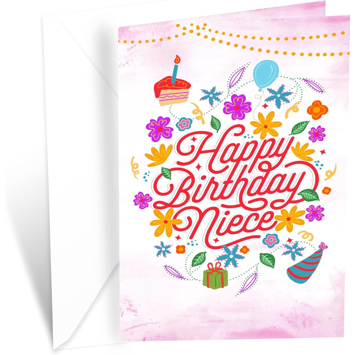 Prime Greetings Niece Birthday Card Made in the USA on Eco-Friendly Heavyweight Card Stock with Premium Envelope 5" x 7.75" in Protective Mailer