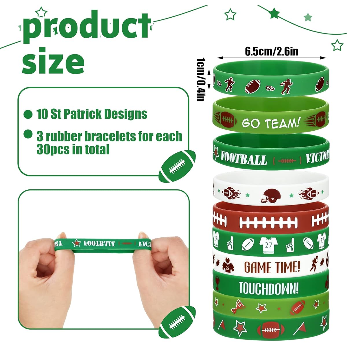 60 Pieces Football Bracelets for Kids Football Party Favors 30 Pieces Football Motivational Silicone Bracelets 30 Pieces Soccer Slap Bracelets Sports Themed Birthday Football Party Supplies
