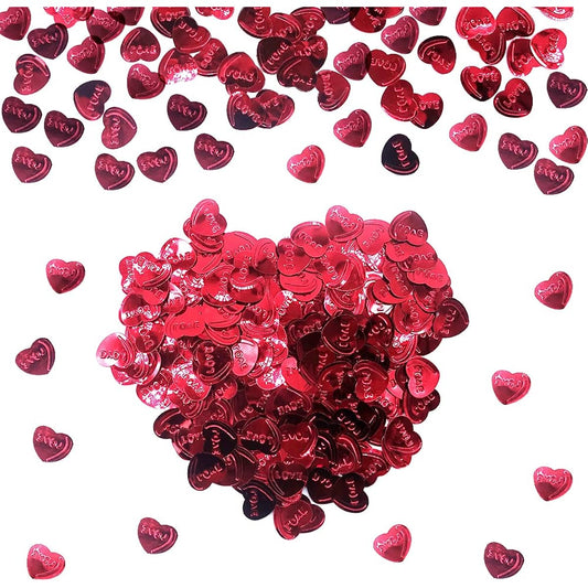 600 Pieces Valentine's Day Confetti Red Heart Glitter Confetti Valentine Decoration Sequin Paper Confetti Wedding Anniversary Engagement Bachelorette Party Favors Table Valentine's Day Decoration