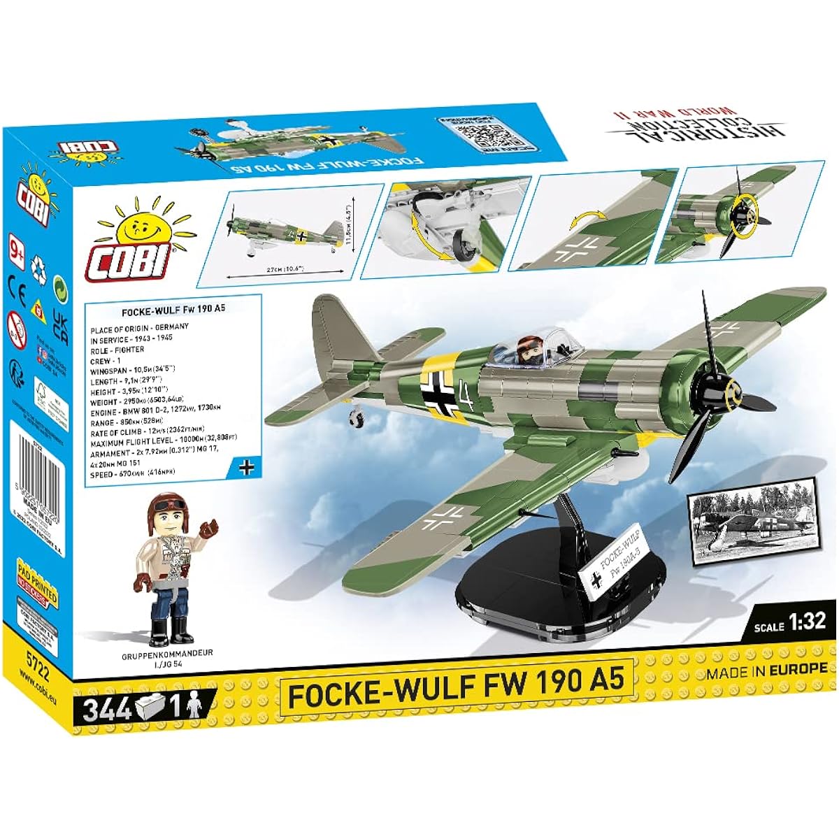 Cobi Historical Collection #5722 Focke-Wulf Fw190A-5 (German Army) 1/32 scale