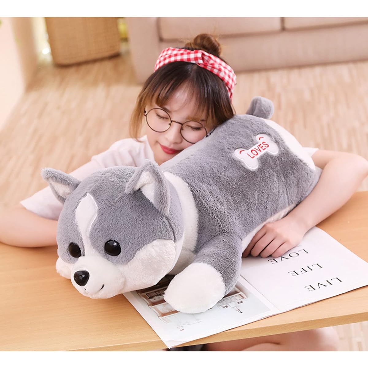 [LSDZW] Dog Body Pillow Cushion Corgi Plush Toy Extra Large Fluffy Soft Cute Gift Dog Plush Toy Sleeping Pillow Corgi Body Pillow Interior Christmas Gift Birthday Gift Toy 120cm Cute Gray Plush Toy Multifunctional