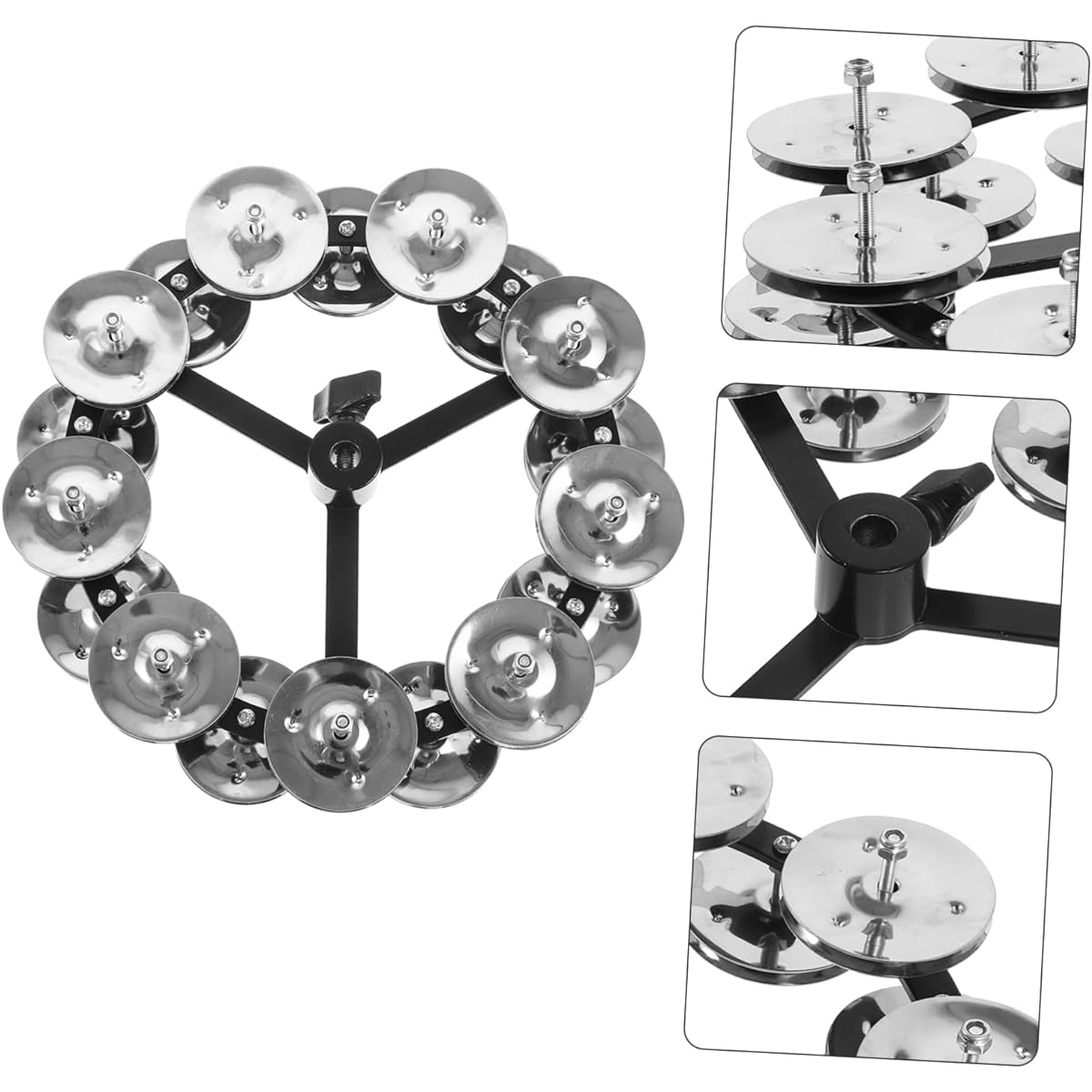 VICASKY 5 Pieces Drum Hanger Hi-Hat Bell Percussion Hi-Hat Tambourine Drum Hi-Hat Accessories Drum Cymbal Hi-Hat Tambourine Drum Cymbal Hi-Hat Tan