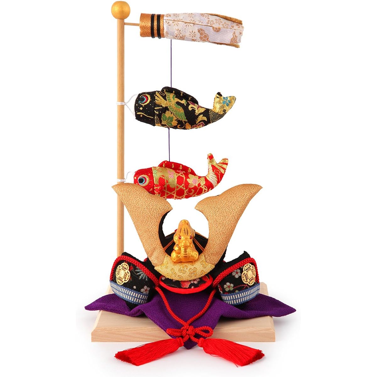 May Doll Ryukodo Chirimen Compact Helmet Flat Decoration Helmet Decoration with Carp Decoration h305-rkcp-be021