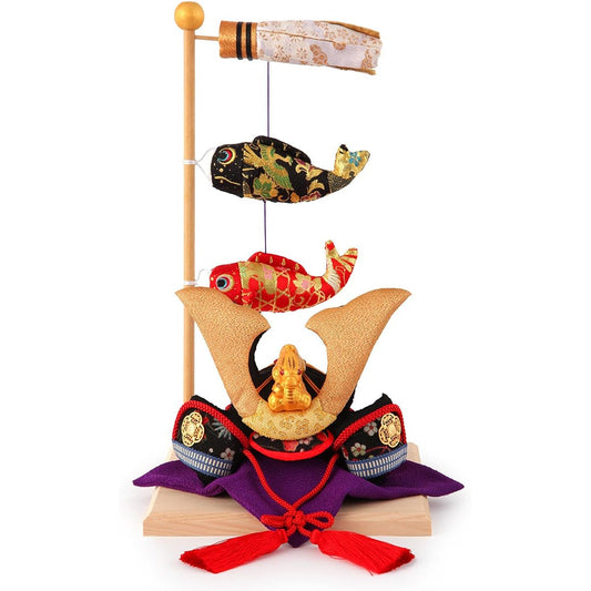 May Doll Ryukodo Chirimen Compact Helmet Flat Decoration Helmet Decoration with Carp Decoration h305-rkcp-be021