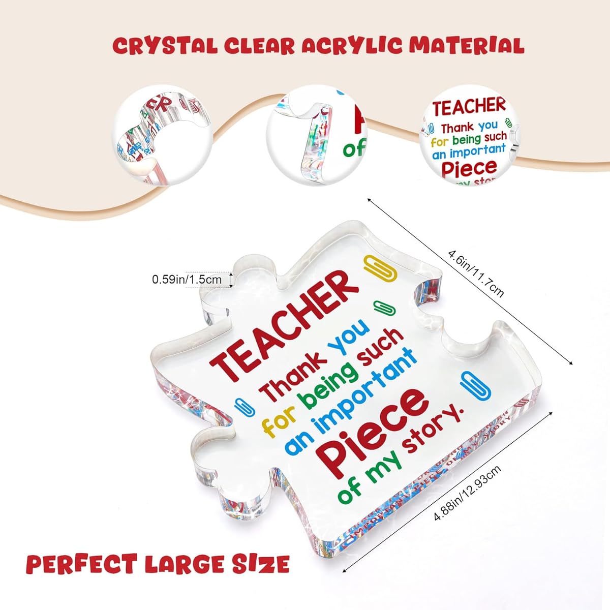 Teacher Appreciation Week Gifts, Preschool Teacher Gifts for New Teachers, End of Year Teacher Gifts, Teacher Birthday, Graduation, Retirement Gifts from Students, Teacher Desk Decor Acrylic Sign