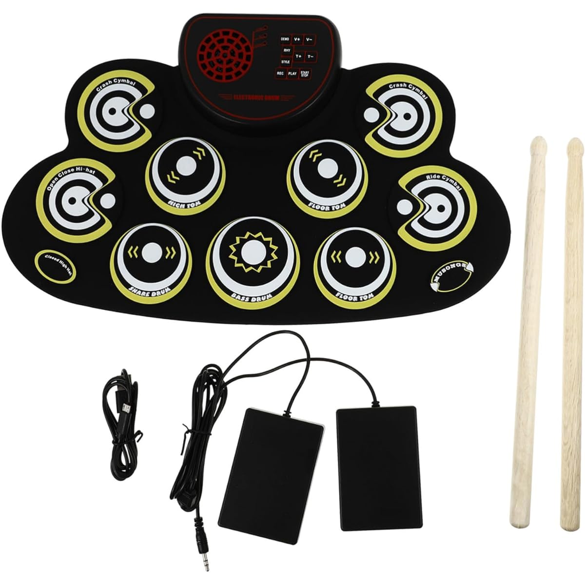 SWOOMEY 1 Set Hand-Wound Electronic Drum Digital Drum Kit Electric Drum Set Percussion Drum Simple Drum Subwoofer Drum Practice Pedal Hand-Wound Drum