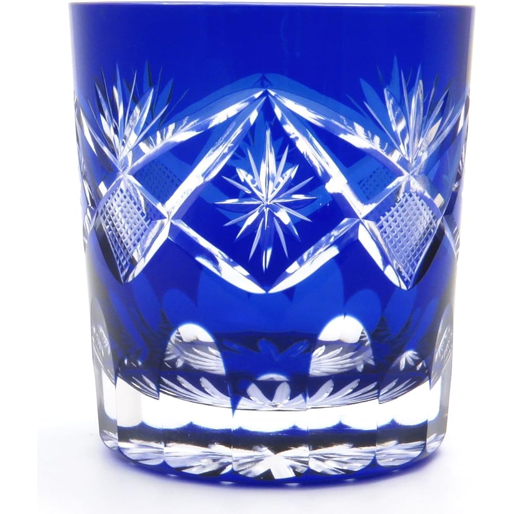 Sumida Edo Kiriko Museum Edo Kiriko Old Glass Glow and Fish (Indigo) TO-402