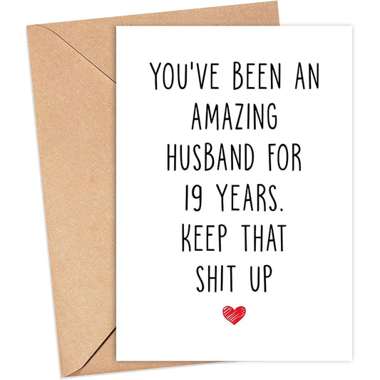 19 Year Anniversary Card for Husband - 19th Anniversary Card for Him - 19 Years Marriage Card - Funny 19 Years Together Card Gifts for Men