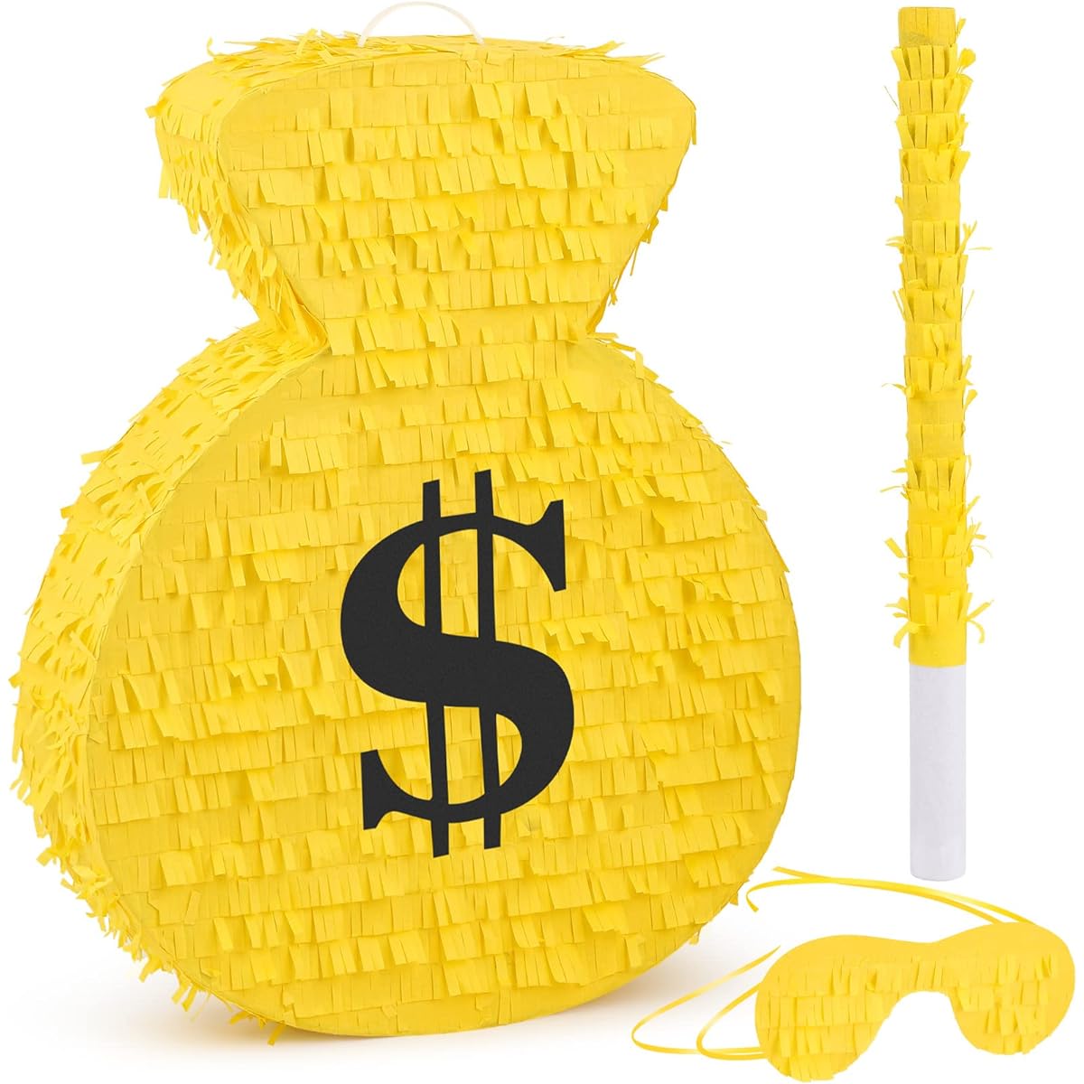 Deekin 3 Piece Cute Pinata Set with Pinata on Stick Eye Mask,Large Pinata for Kids Adults Music Science School Sports Bridal Shower Birthday Party Decoration Supplies (Money)