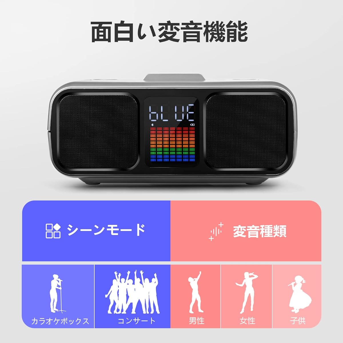 raoke Machine with Accompaniment Function, PA Speaker System, Home Karaoke, 2 Microphones, Built-in Large Capacity Battery, Speaker, Home KTV, Party/Speech/Meeting/School Event/Seminar/ Applicable to outdoor/street live performances/events, etc. (Silver)
