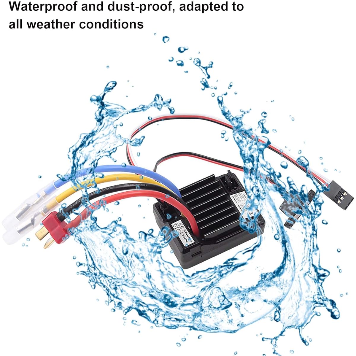 LAFEINA 60A Waterproof Brushed ESC Electric Speed Controller Replacement for 1/10 RC Truck Off-Road Car RC Boat