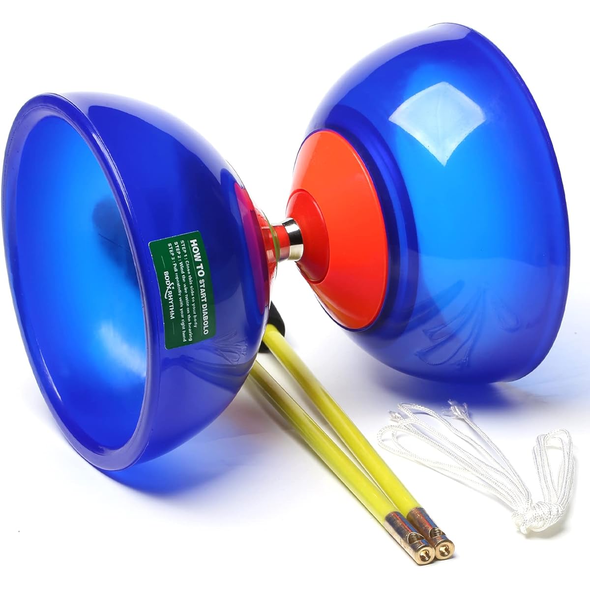 Body Rhythm 5 Bearing Chinese Diabolo Yo-Yo Set with Fiberglass Stick and Adjustable String for All Ages, Great for Fitness and Tricks (Blue)