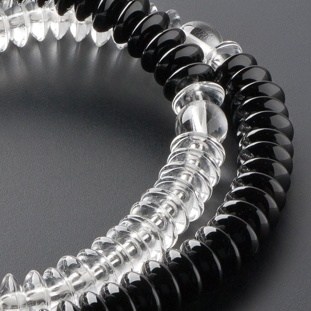 Buddhist altar shop Takita Shoten Specially selected bracelet prayer beads 108 beads Genuine crystal, black onyx, flat beads, half-dressed style ◆ Genuine (official) prayer beads bracelet, bracelet prayer beads, bracelet prayer beads, power stones, two w