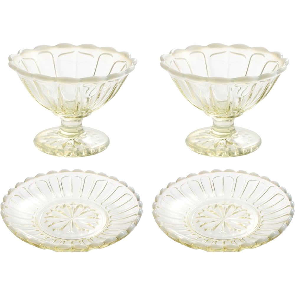 Hirota Glass Ice Cream & Tray Set Ancient Color 3829-OA