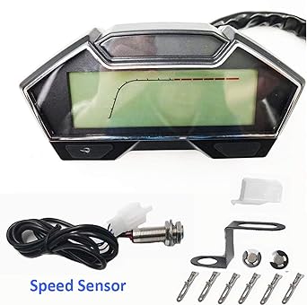 BLUERICE 199 Kph Mph Universal Motorcycle Speedometer Digital LCD Odometer Tachometer