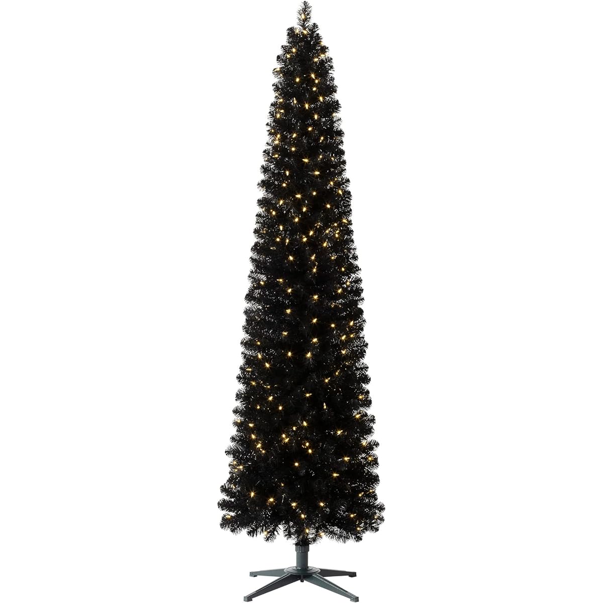 Treetopia Struck Gold 6ft Artificial Hinged Pencil Thin Lighted Tinsel Christmas Tree Clear LED Light Stand On/Off Foot Pedal