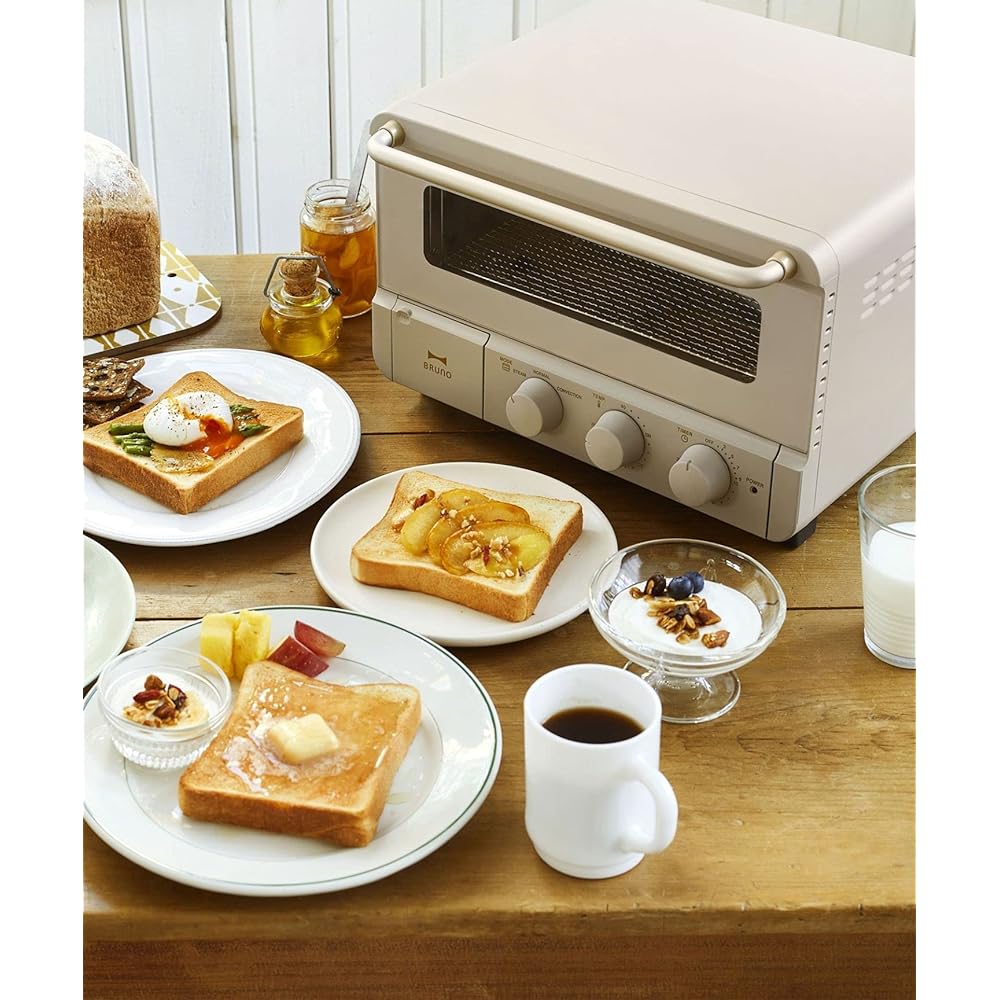 BRUNO Steam & Bake Toaster Bread 4 Pieces White Stylish Cute Popular 1350W Temperature Adjustment Timer Heating Mode Easy to Clean Convection Pizza Gratin Steam BOE067-WH 7760879