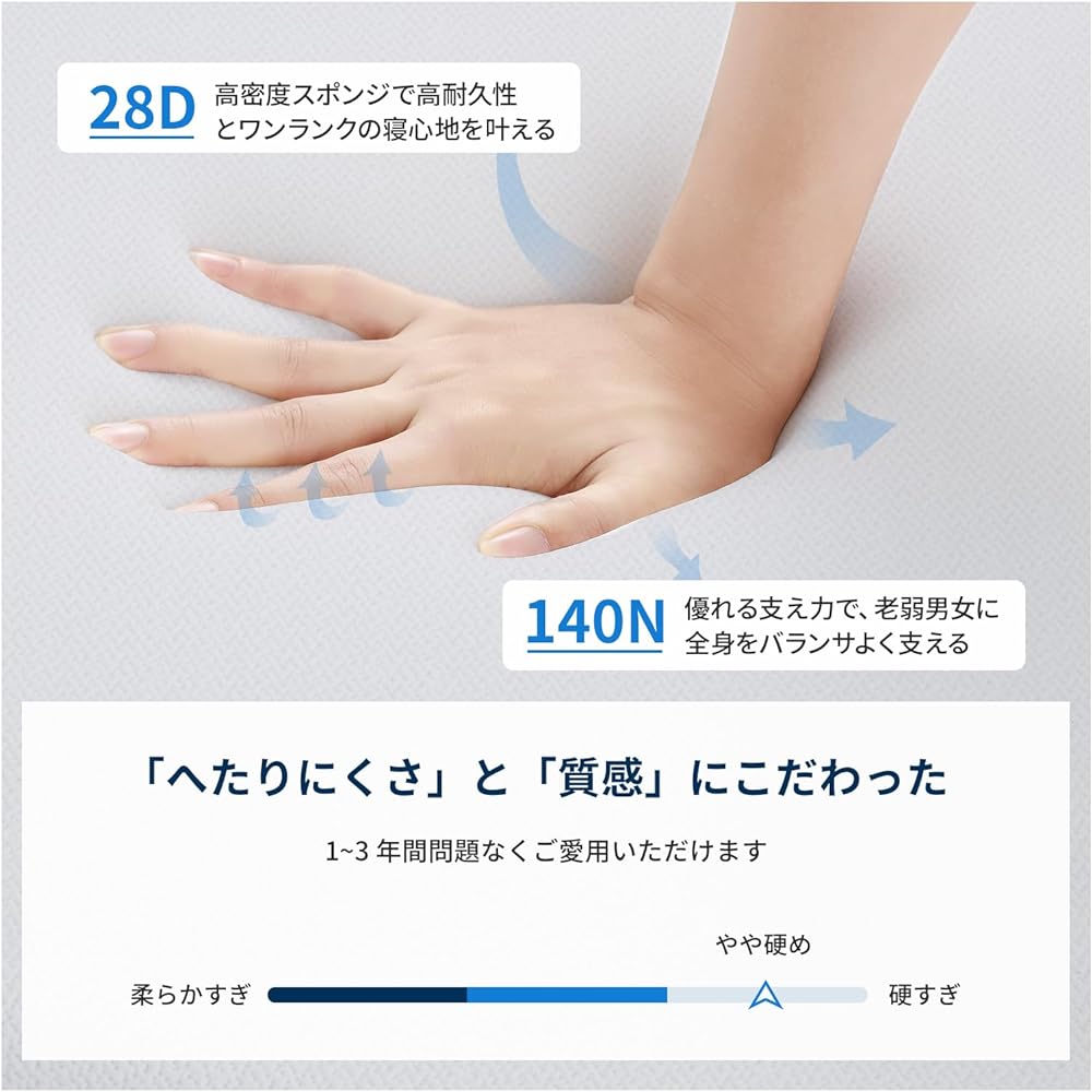 Avenco Mattress, Semi-Double, Firm, Thin Mattress, 5cm Thickness, Semi-Double, High Resilience Mattress, Futon, Mattress, Bamboo Charcoal Foam, Semi-Double, Contains Deodorizing Charcoal, Folding Mattress, Just Layer It on Bedding, Bed Mat, Urethane, Odo