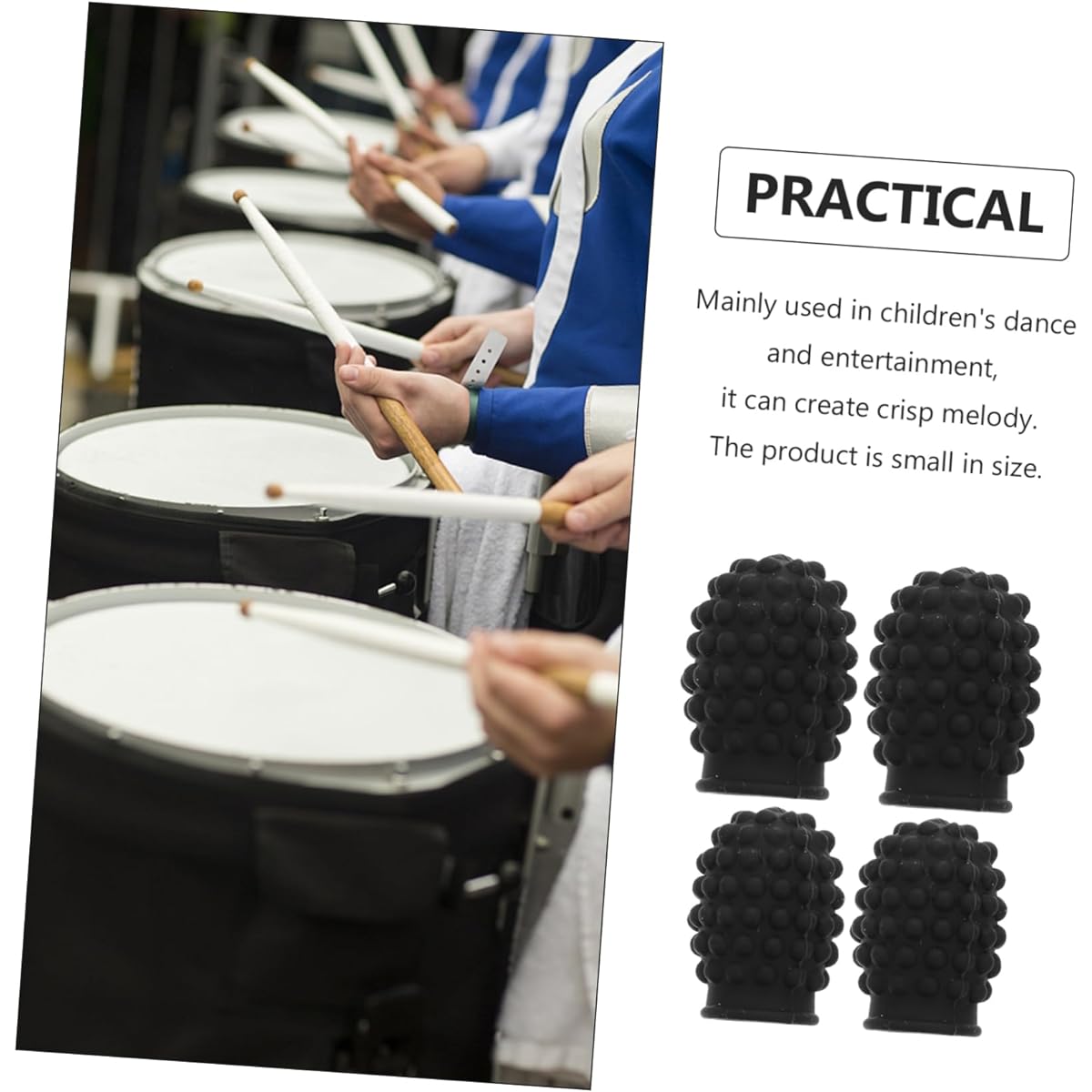 VICASKY Drumstick Mute Set Drum Mute Pad Mallet Percussion Cover Percussion Supplies Mallet Drumstick Musical Instrument Drumstick Cap Silicone Drumstick Cap 7a Mute