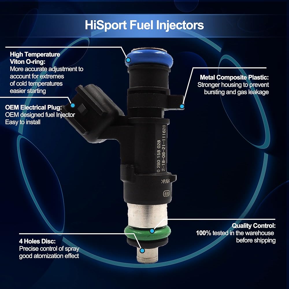 HiSport Fuel Injector 0280158028 04591986AA Dodge Chrysler 05-10 300 V6 2.7L 3.5L (6 pieces)