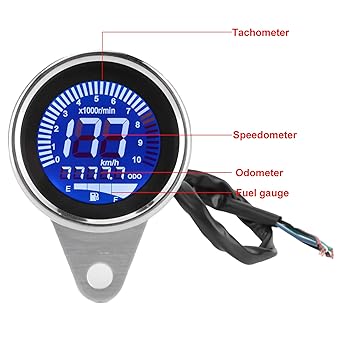 Aramox Motorcycle Speedometer 12V Universal Motorcycle Multifunction Meter Tachometer Odometer Fuel Gauge Speedometer Silver