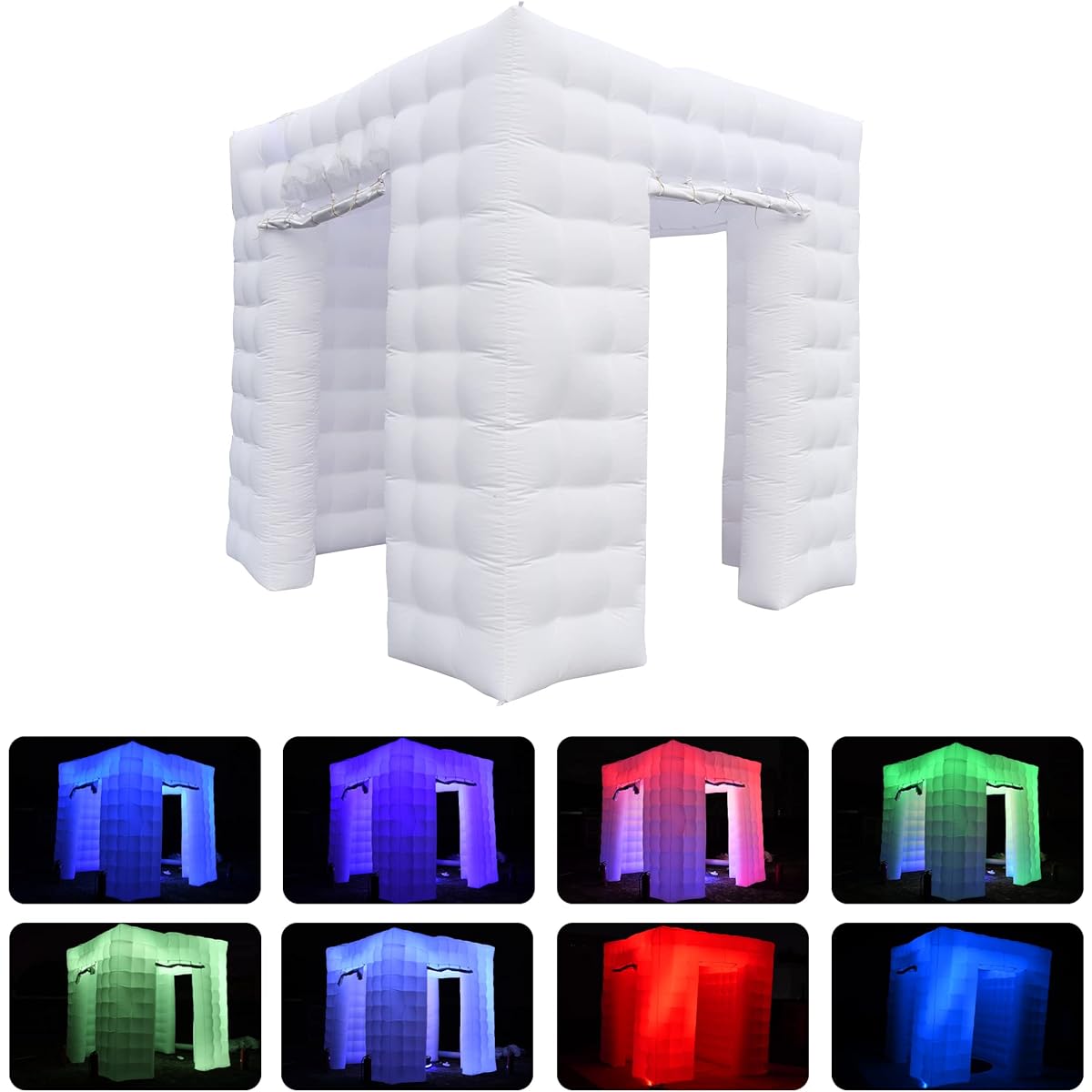 OLYLO Portable Inflatable Photo Booth Enclosure Inflatable LED Photo Booth Tent with Air Blower and Remote Control Photo Booth Backdrop for Wedding Events