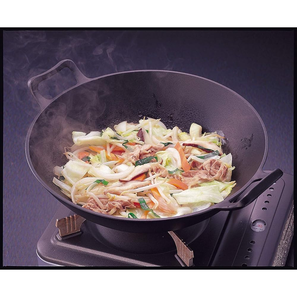 Iwachu Wok Deep (Medium) Black Inner Diameter 31.5cm For Open Fire Nambu Ironware 21052