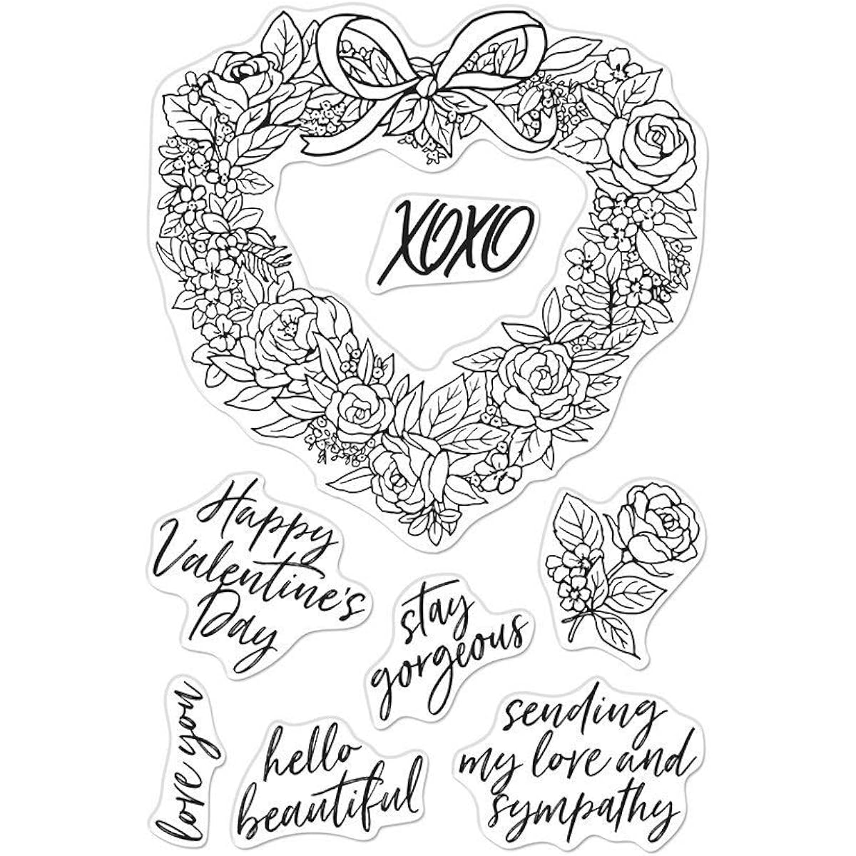 Hero Arts Clear STMP HRT US:One Size Floral Heart Wreath