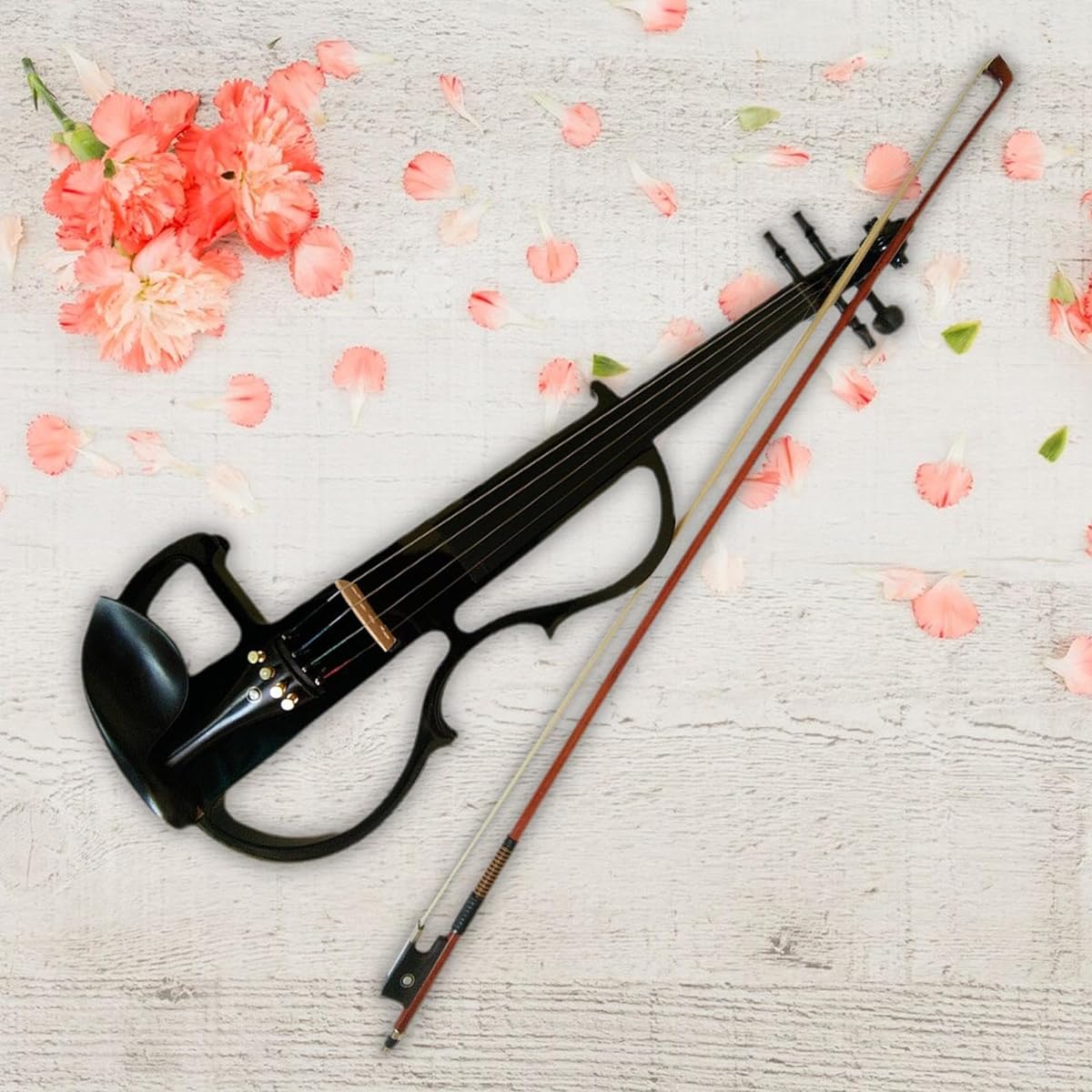 Colaxi Electric Violin Set: Wooden Silent Electric Violin and Headphones (with Accessories), Black