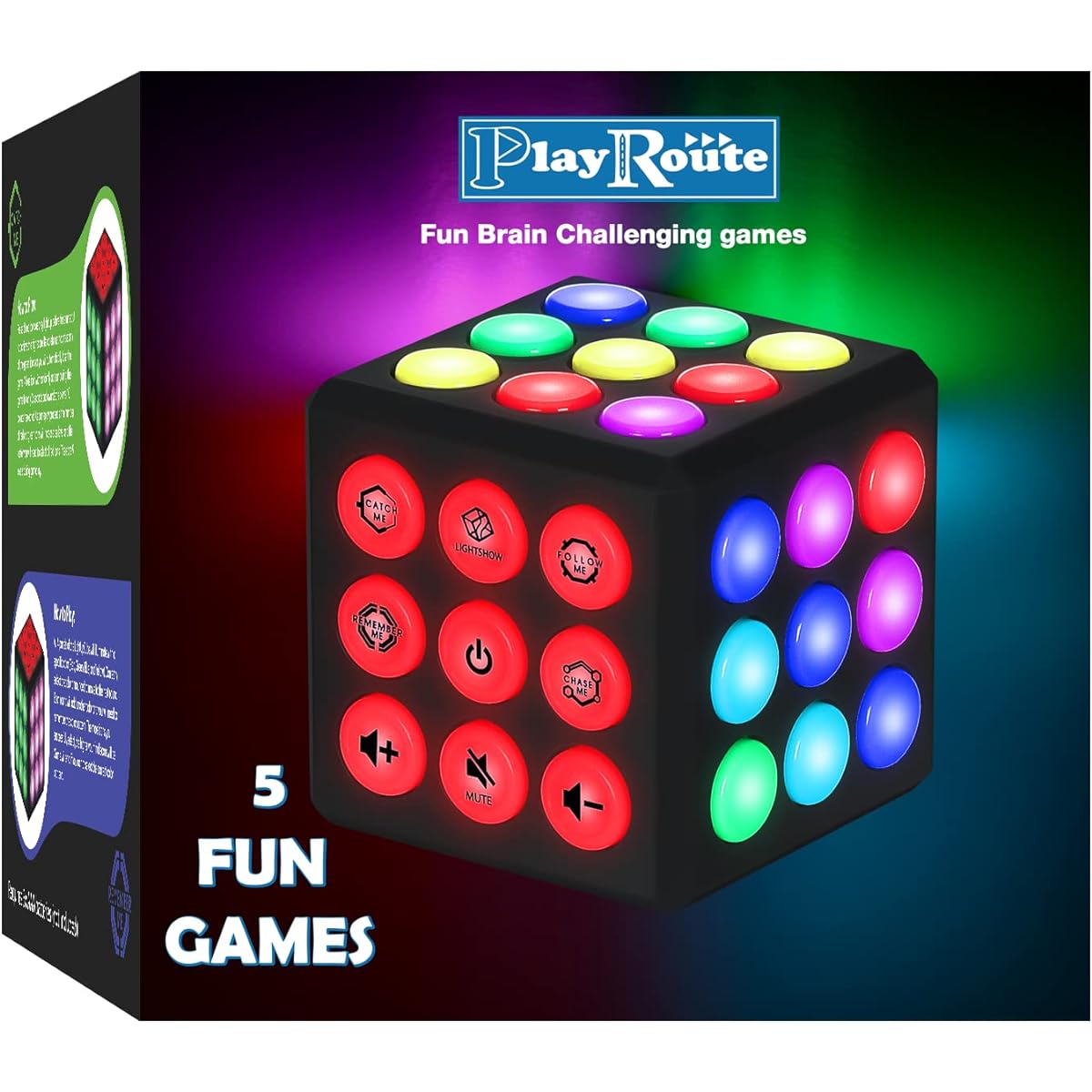 PlayRoute Electronic Brain & Memory Gamecube - Fun Toy Gift Ideas for Boys & Girls Ages 6-12+ - Cool Toys for Boys and Girls - Handheld Gaming Gifts for Kids and Teens