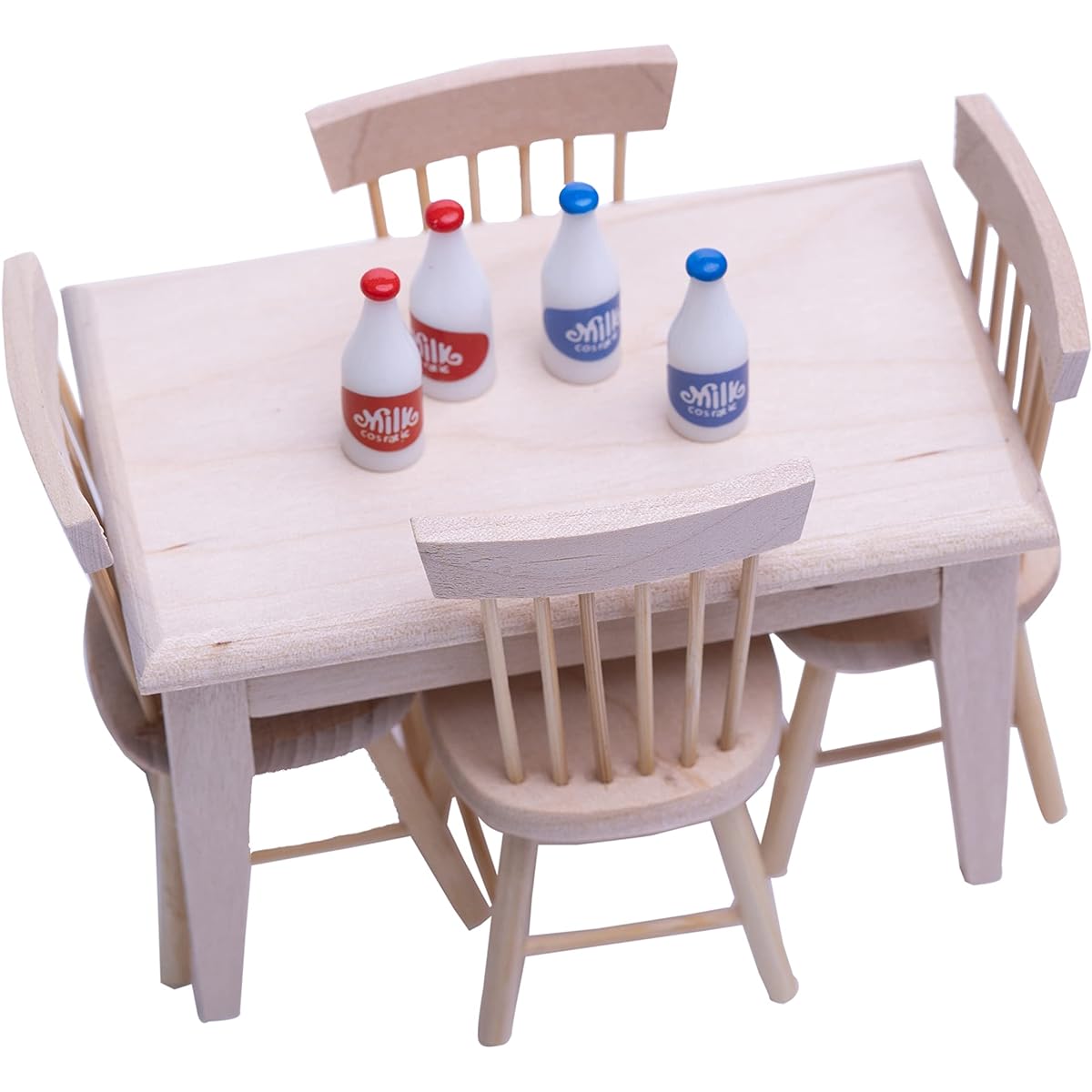 Taponukea Miniature Dollhouse Furniture and Accessories 1 12 Scale Dollhouse Miniature Furniture Wooden Dining Table Chair Bottle Model Set