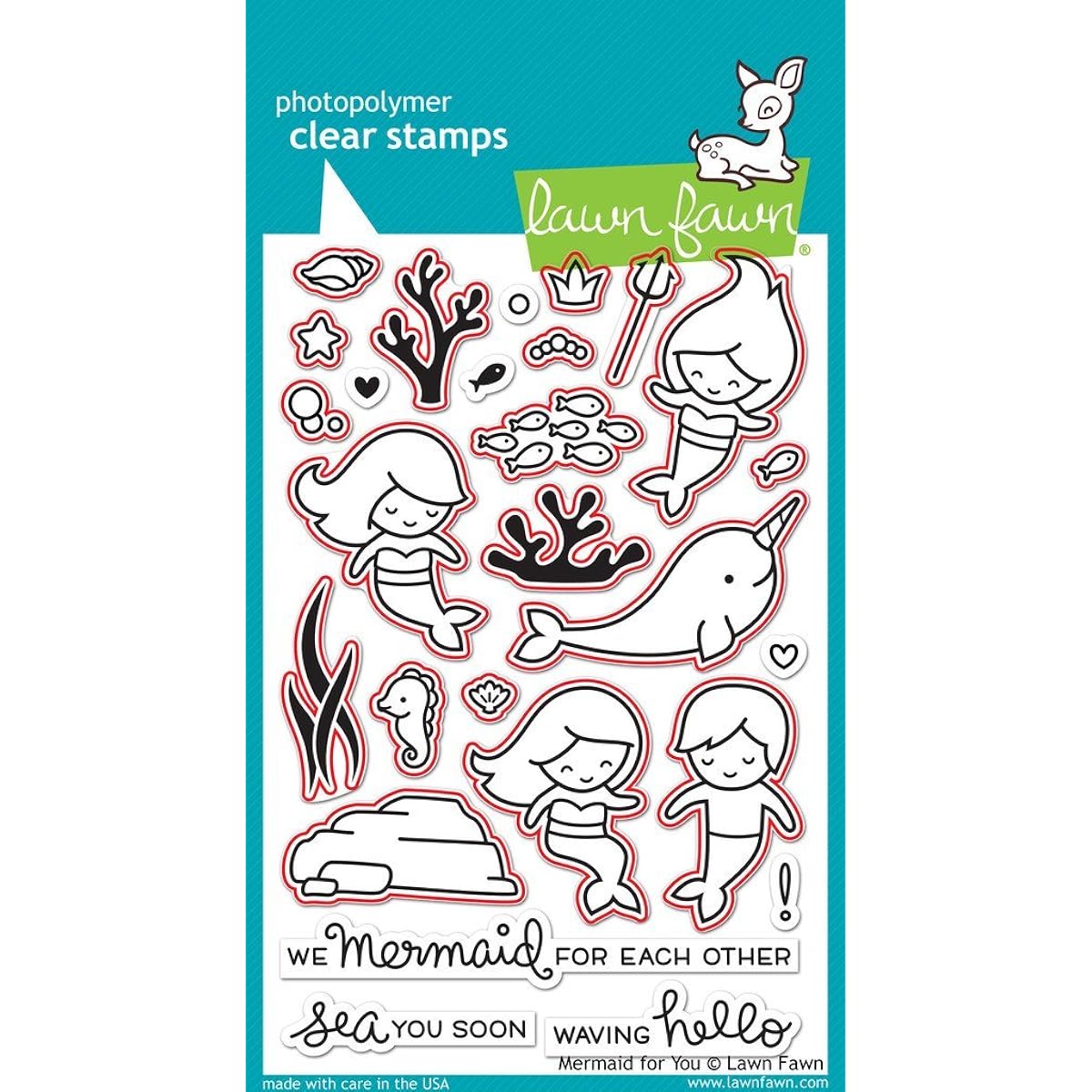 Grass Fawn Mermaid for You Stamp (LF1167) and Die (LF1168) Set