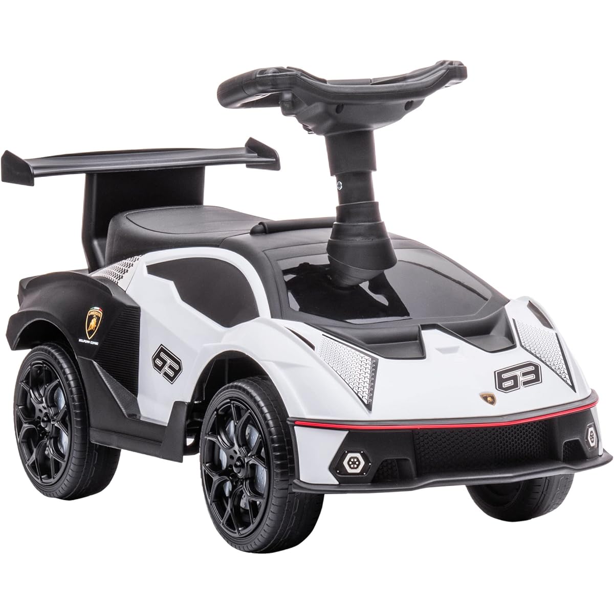 Aosom Ride-on Push Car Ride Racer, Foot-to-Floor Slide Car for Toddlers, Under Seat Storage, Horn and Engine Sound, Steering Wheel, Ages 18-36 Months, White