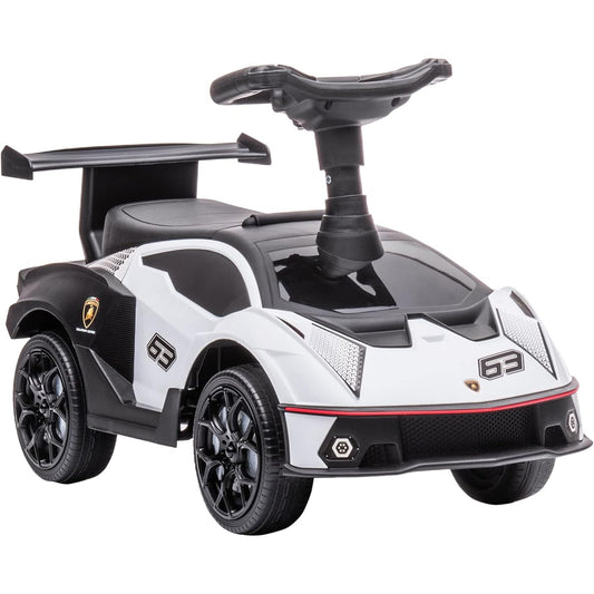 Aosom Ride-on Push Car Ride Racer, Foot-to-Floor Slide Car for Toddlers, Under Seat Storage, Horn and Engine Sound, Steering Wheel, Ages 18-36 Months, White