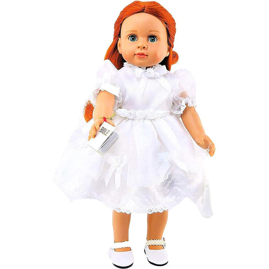 American Fashion World White Communion Dress with Flowers for 18" Dolls such as American Girl Dolls