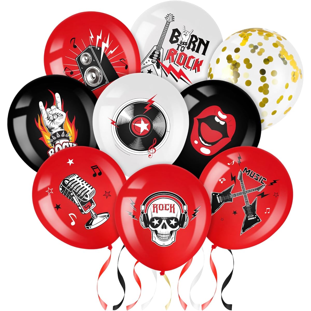 48 Pieces Rock Party Balloons 12 Inch Latex Party Balloons for Girls Boys Kids Birthday Party Baby Shower Decoration Supplies