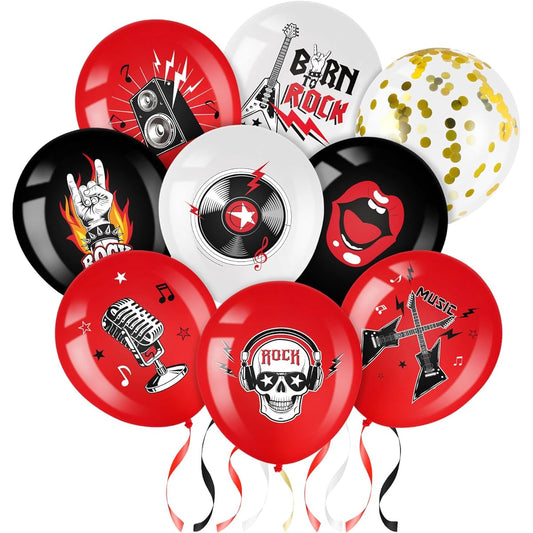 48 Pieces Rock Party Balloons 12 Inch Latex Party Balloons for Girls Boys Kids Birthday Party Baby Shower Decoration Supplies