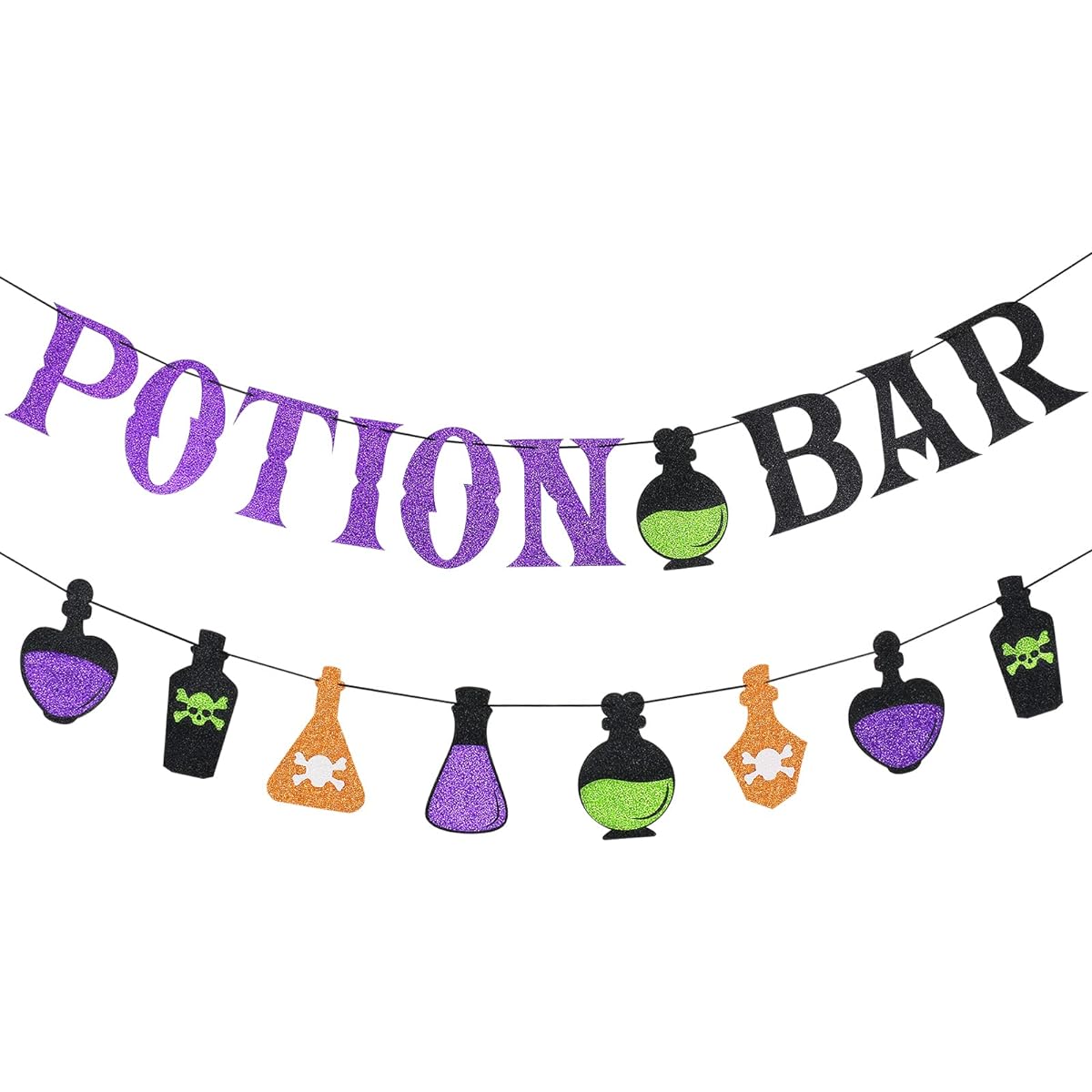 Potion Bar Banner with Potion Sign Halloween Hocus Pocus Witch Garland Banner Halloween Haunted House Party Decoration Halloween Bar Mantle Fireplace Wall Party Supplies