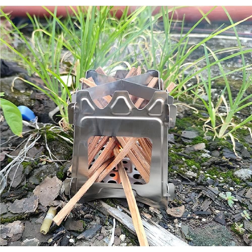 PeacefulFactory Outdoor Camping Barbecue Stove/Fire Stand Folding Wood Stove (Storage Bag)