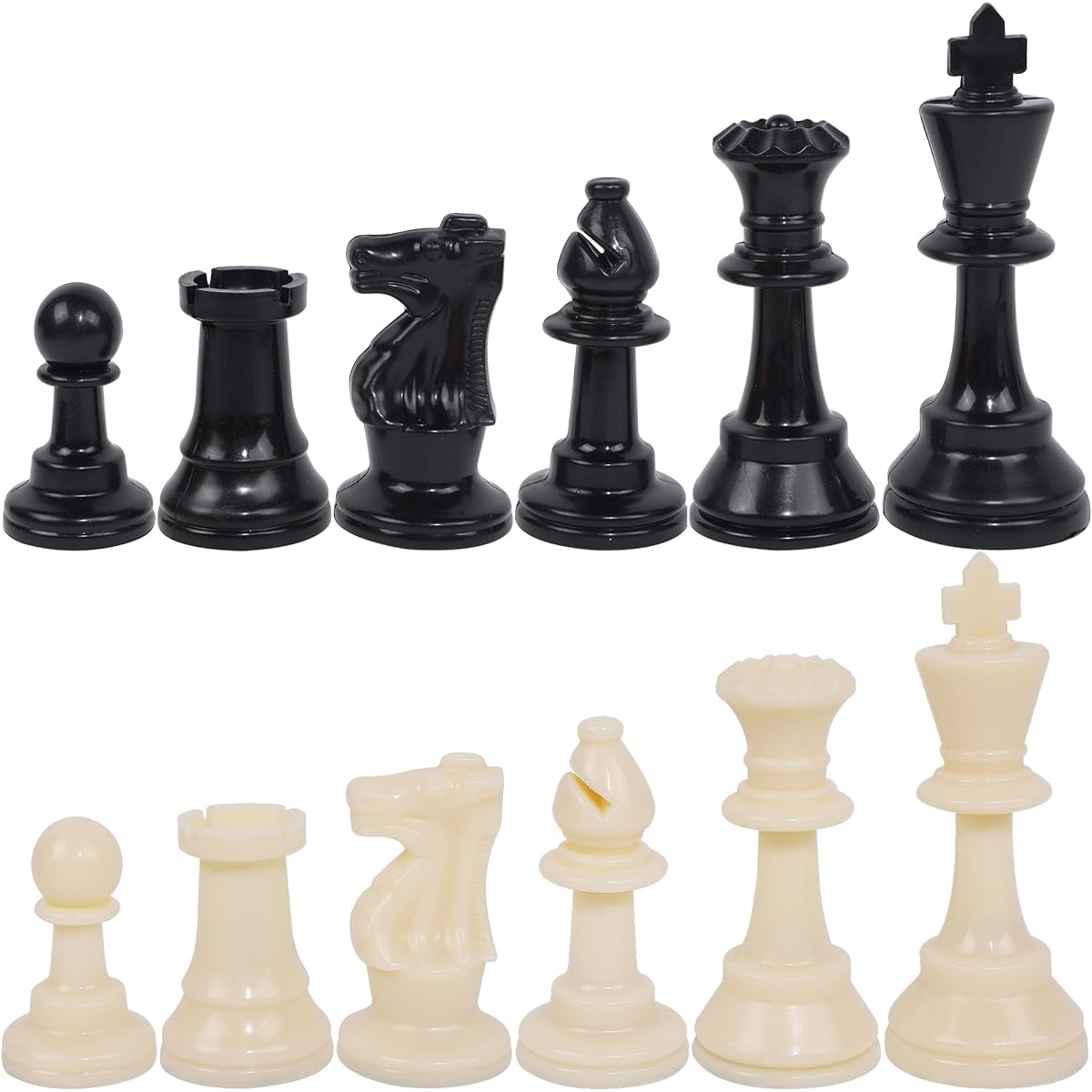 Juegoal Plastic Chess Pieces Only, 32 Pieces Chessman Pieces, 3.75 Inch King Figure Chess Game Pawn Figure Pieces, Replacement for Lost Pieces