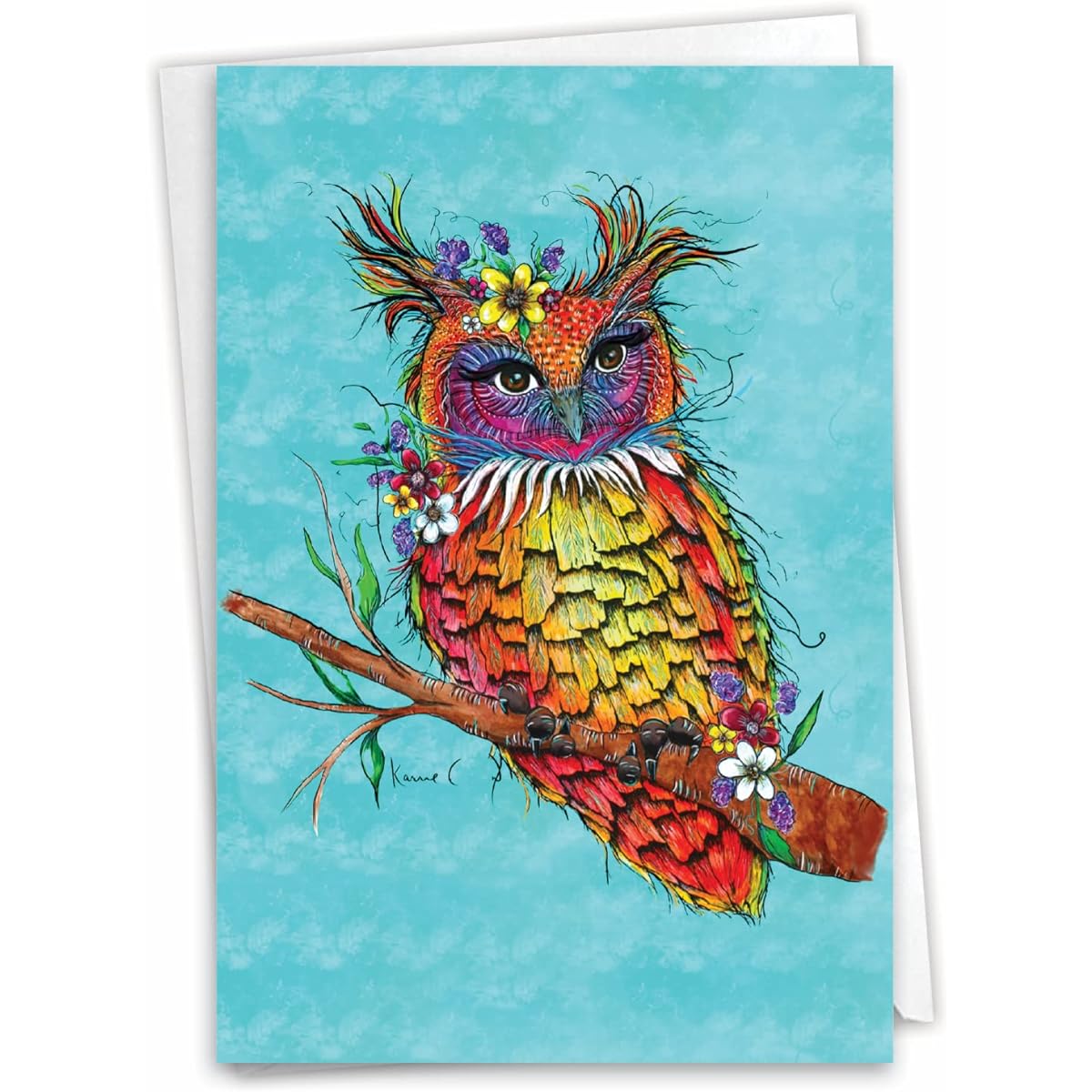 NobleWorks Graduation Greeting Cards (Graduates) with 5 x 7 Inch Envelopes (1 Card) Wiry Wildlife-Owl C10324CGDG