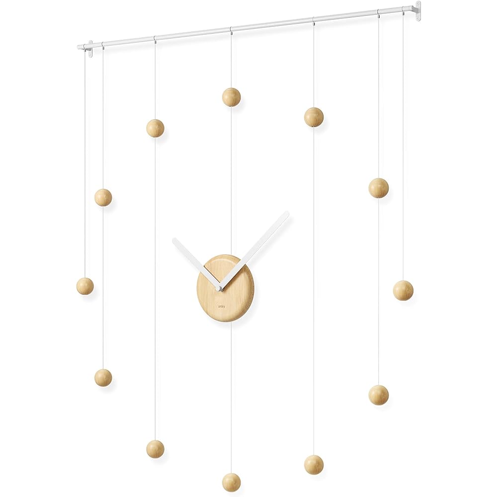 [Official] Umbra Clock Wall Clock White/Natural W13 x D66 x H10cm HANGTIME 21015535668