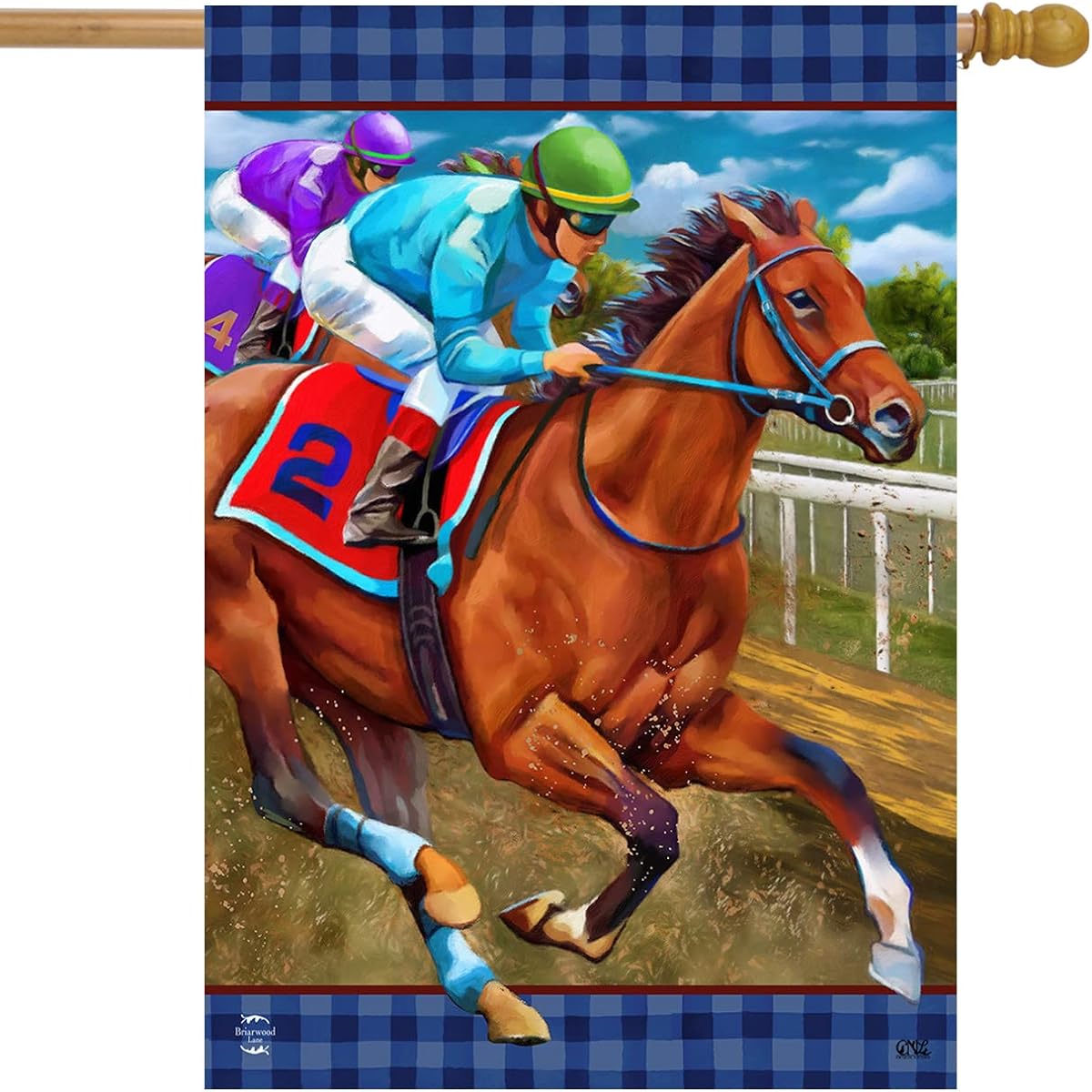 Horse Racing Everyday House Flag Jockeys Track 28" x 40" Briarwood Lane