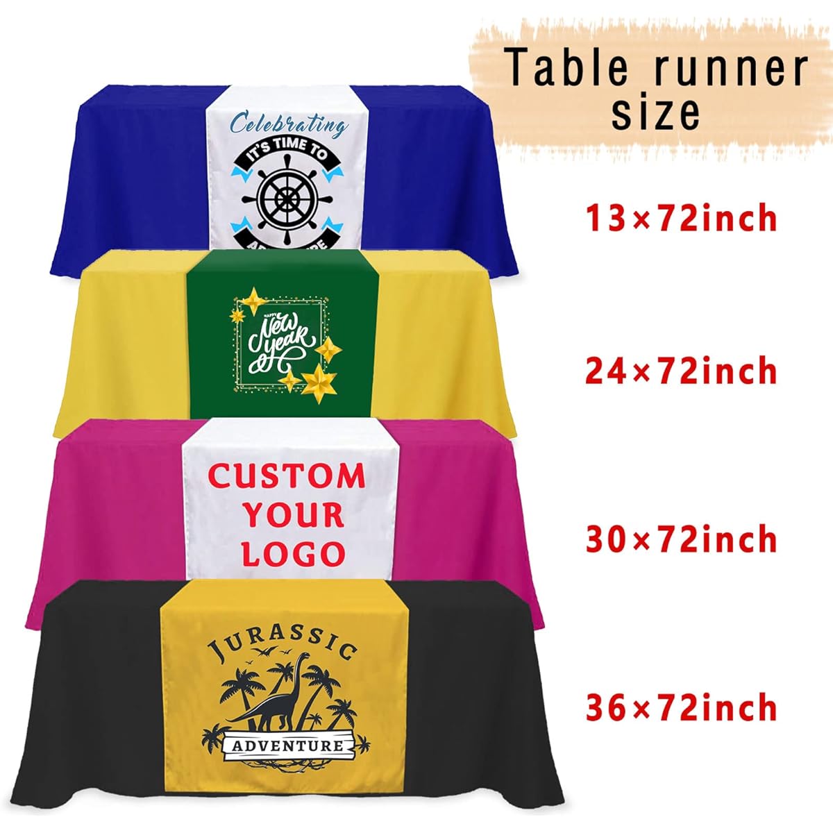 Custom Table Runner with Logo for Business Personalized Table Runner Burlap Printed Text Customized 30x72 Inch Baby Shower Wedding Birthday