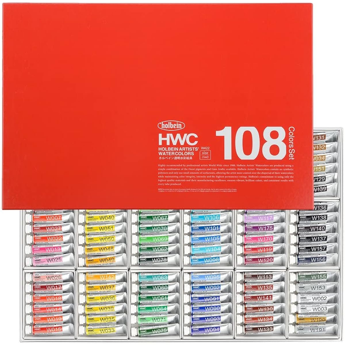 Holbein Transparent Watercolor Paint W422 5ml 108 Colors Complete Set 3422