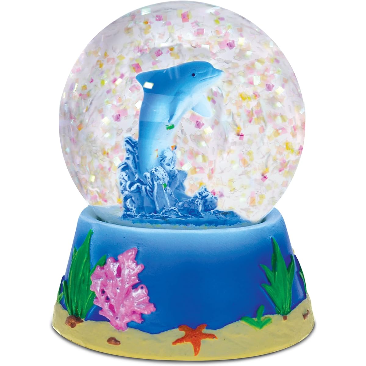 Puzzled Dolphin (65mm) Resin Stone Finish Snow Globe - Ocean Life Theme - Unique Elegant Gift, Souvenir - Item #9473