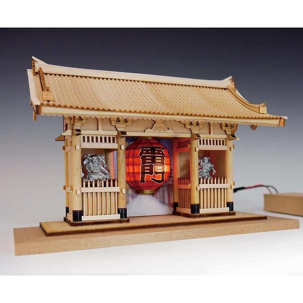 Woody Joe 1/100 Half Type Sensoji Temple Kaminarimon Soft Metal Wind God and Thunder God Wooden Model Unpainted Assembly Kit