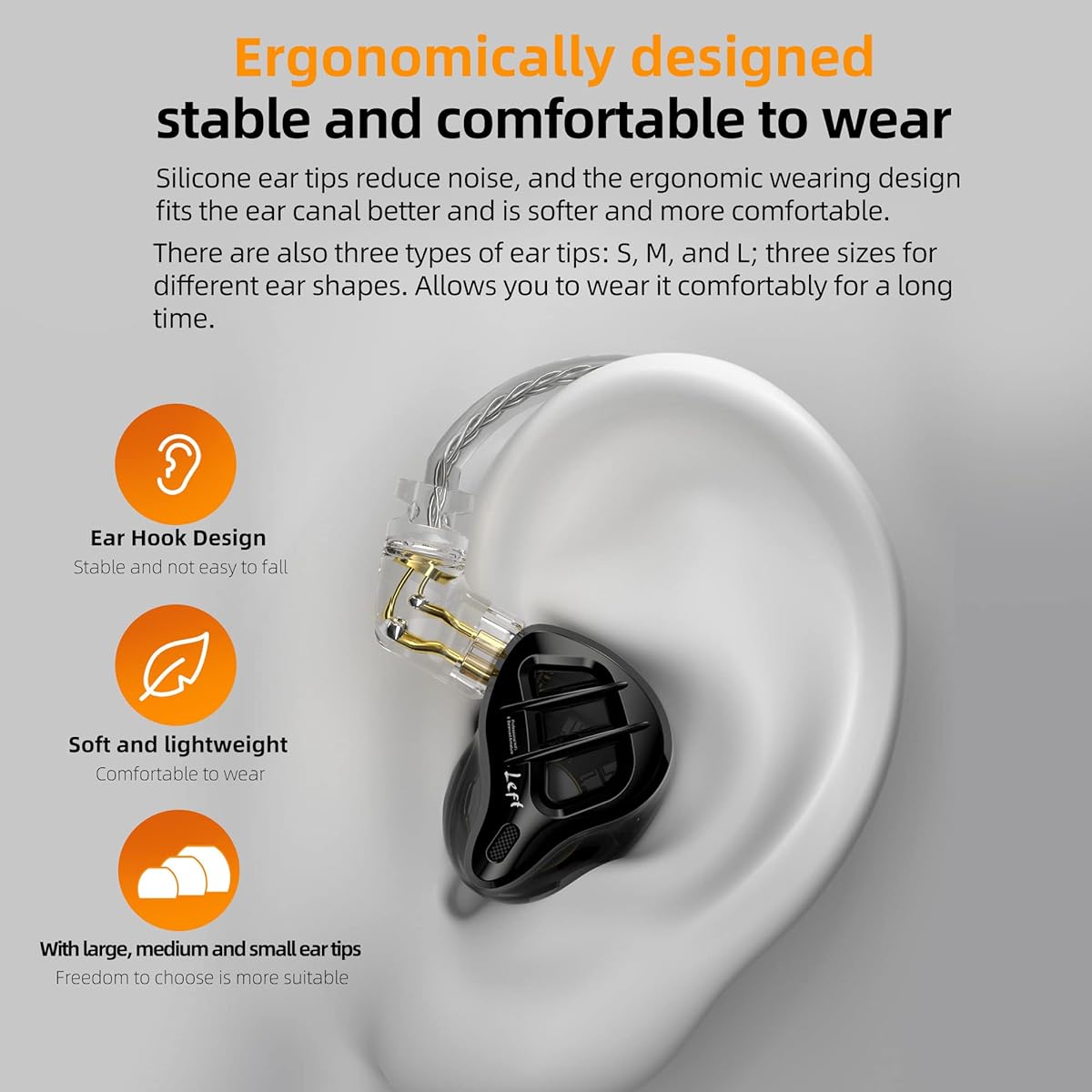 KZ ZAR 1DD+7BA Wired Headphones, In-Ear Headphones, Monitoring Headphones, Music Gaming, 3.5MM Interface with 2 Pin Detachable Wire HD Microphone