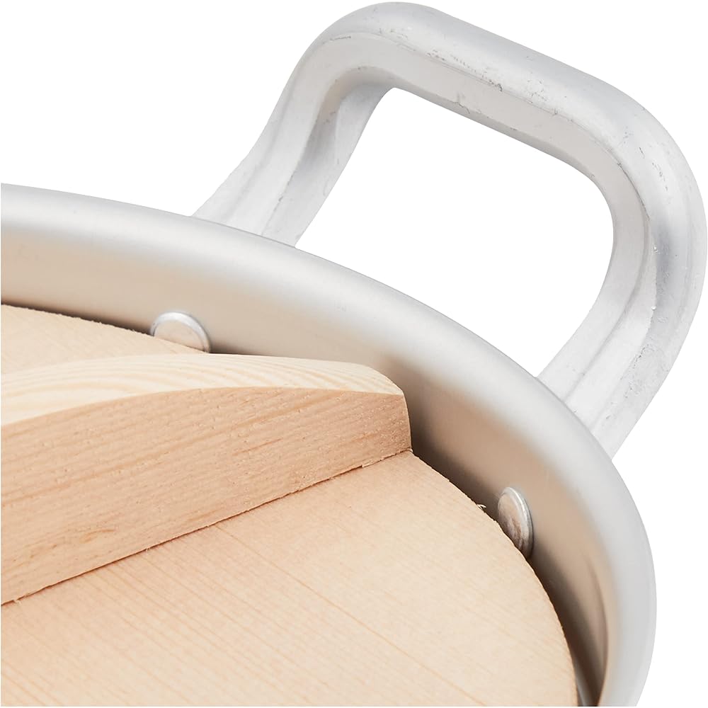 Hokuriku Aluminum Tiered Pot with Wooden Lid Mansaiden 18.5cm For Gas Fire Only Made in Japan